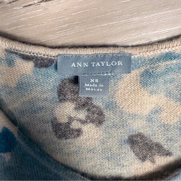 Ann Taylor Blue and Gray Floral Angora Blend Cardigan Sweater, Size XS - Picture 3 of 7